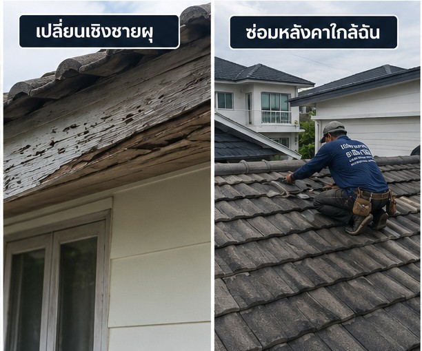 หลังคาและเชิงชายทรุดตัว